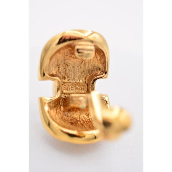 Givenchy Clip On Hoops Earrings Shiny Gold Chunky Runway Vintage Signed BinAI - Picture 11 of 12